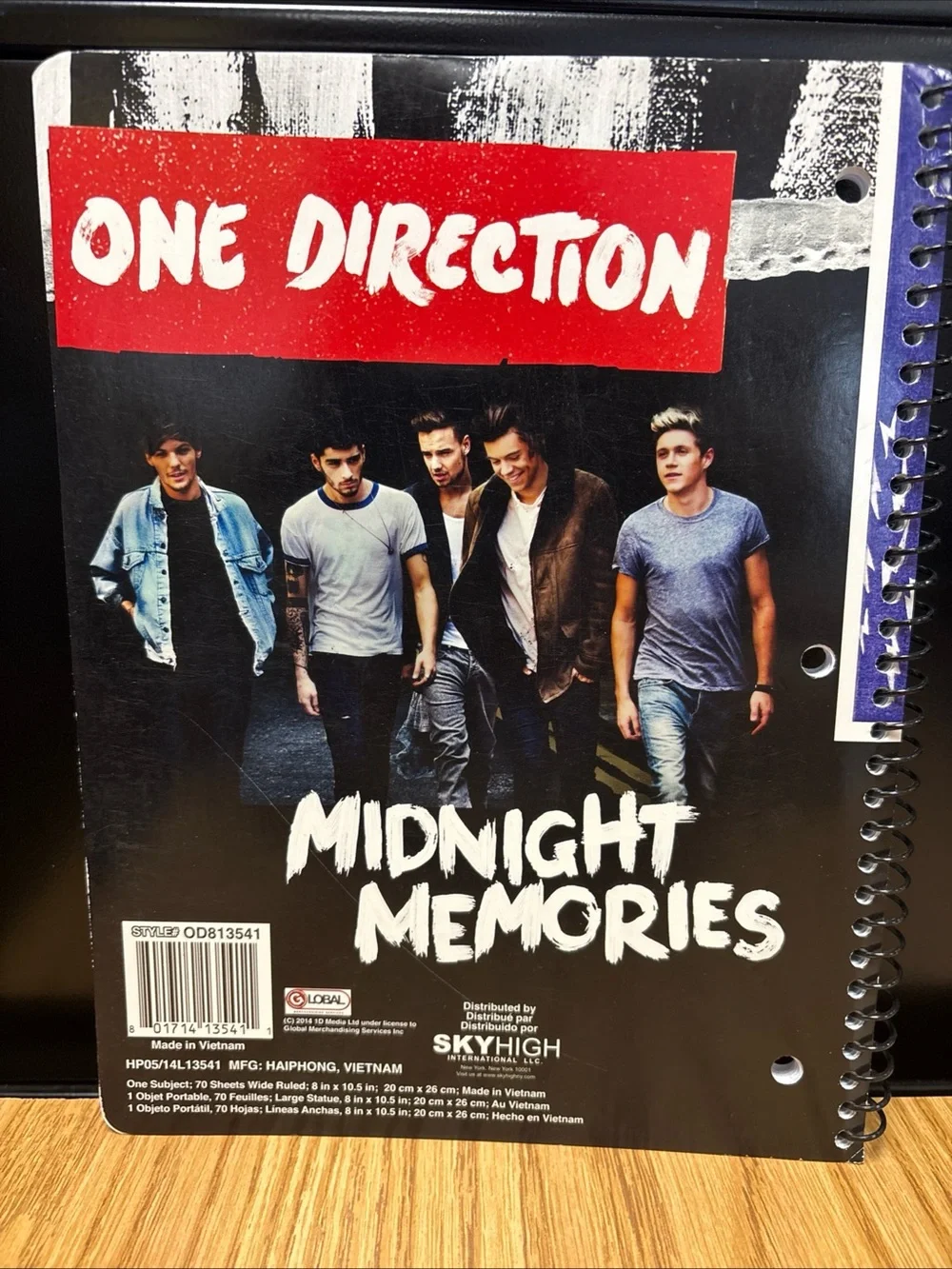 1D One Direction GROUP Midnight Memories Spiral Notebook 9.75